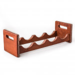 Hand Stitched Leather Covered Bottle Rack in Brown