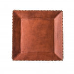 Hand Stitched Leather Covered Tray in Brown