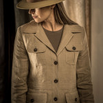 Ladies Linen Safari Jacket in Sand
