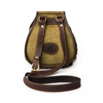 Leather & Fur Hand Warming Bag in Verde