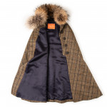 Ladies Fur-Trimmed Cape in Heritage Check
