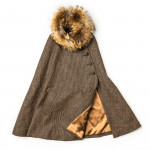 Ladies Fur-Trimmed Cape in Tweed