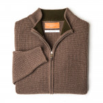 Bowland Zip Cardigan in Clay with Field Green