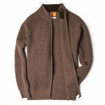 Bowland Zip Cardigan in Clay with Field Green