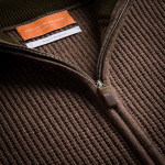 Bowland Zip Cardigan in Clay with Field Green