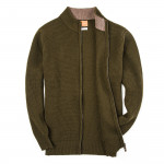 Bowland Zip Cardigan in Field Green with Clay