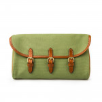 Redfern Cleaning Pouch with Accessories in Green & Mid Tan