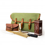 Redfern Cleaning Pouch with Accessories in Green & Mid Tan