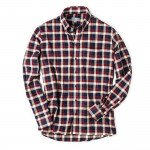 Men's Fine Cotton Shirt in Wine & Navy Check