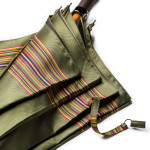 Multi Stripe Umbrella with Leather Handle