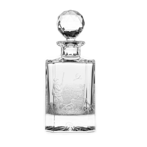 Hand Engraved Bourbon Crystal Decanter Pheasant Scene