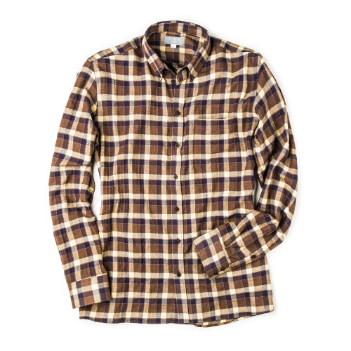 Men's Fine Cotton Shirt in Blue Buffalo Check