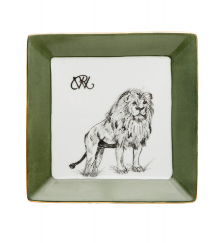 Porcelain Dish With Hand Painted Lion