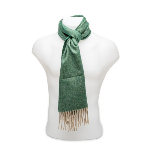 Cashmere Herringbone Scarf in Emerald