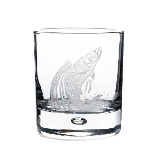 Hand Engraved Crystal Glass - Salmon