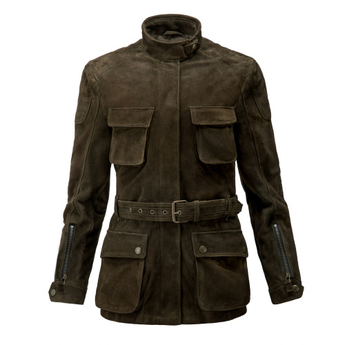 Ladies Wonder Woman Jacket  in Olive Goat Suede