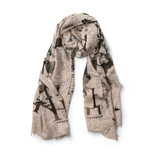 Cashmere Deer Print Scarf in Green