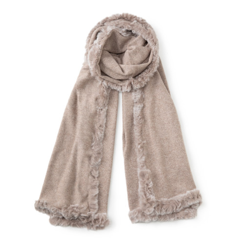 Scarlet Fur Detail Scarf in Evening Sands