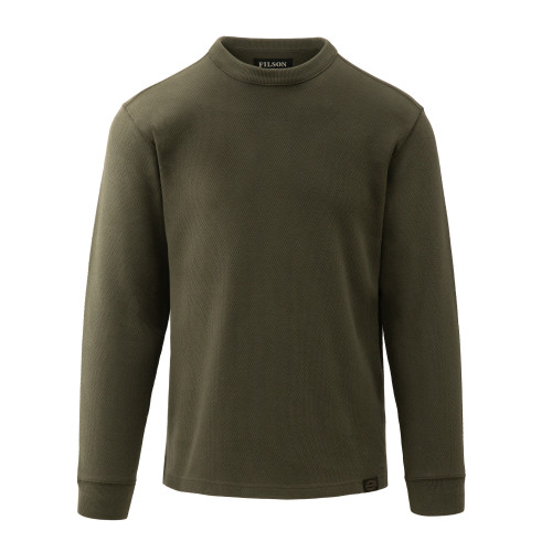 Waffle Knit Crewneck in Mossy Rock