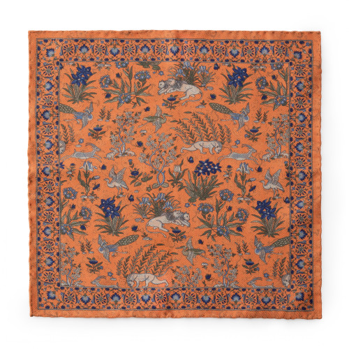 Predators & Plumage Pocket Square in Rust