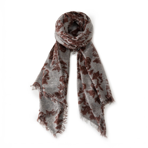 Signature Cashmere Hunting Scarf in Aubergine