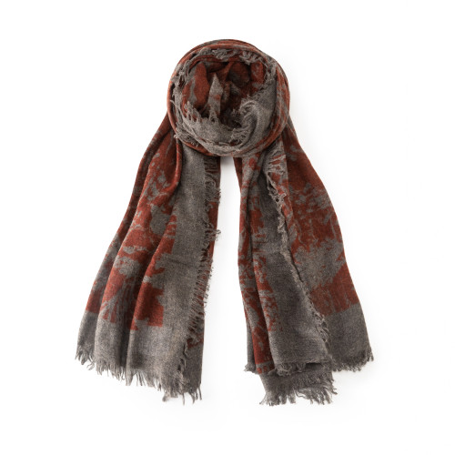 Signature Cashmere Hunting Scarf in Rust