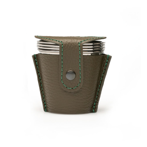Shot Glass Set with Grained Leather Case in Olive