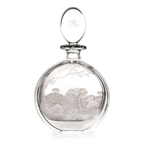 Hand Engraved Crystal Decanter Safari