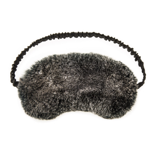 Rabbit Fur Sleep Mask in Black/Snow top