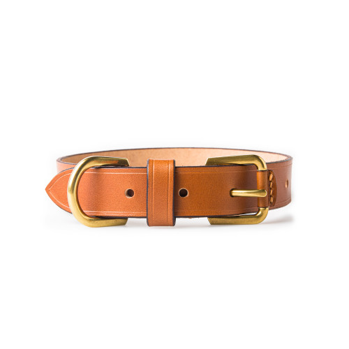 Medium Leather Dog Collar in Mid Tan