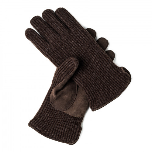 Cashmere and Leather Gloves in Hickory