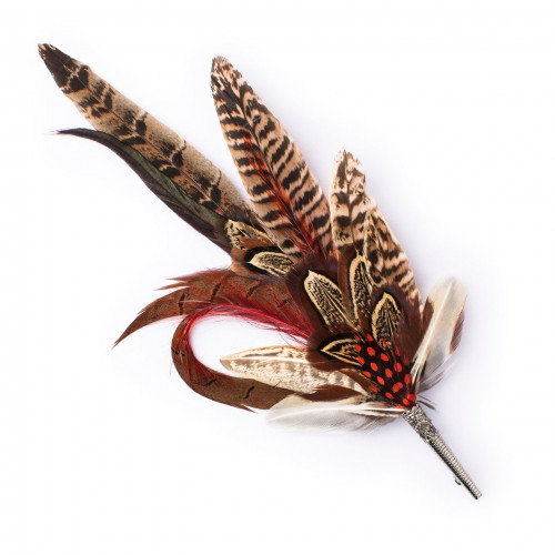Red Pheasant Feather Hat Pin