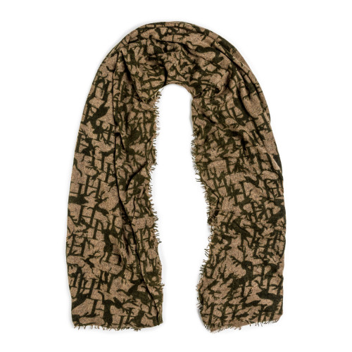 Cashmere Stag Scarf in Green