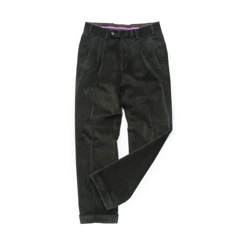 Relaxed Fit Corduroy Trousers in Green