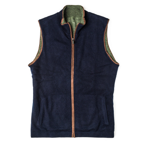 Reversible Cashmere Gilet in Olive & Navy