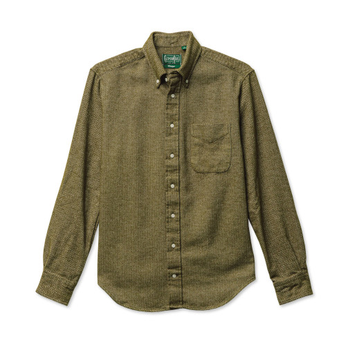 Herringbone Flannel Shirt in Olive