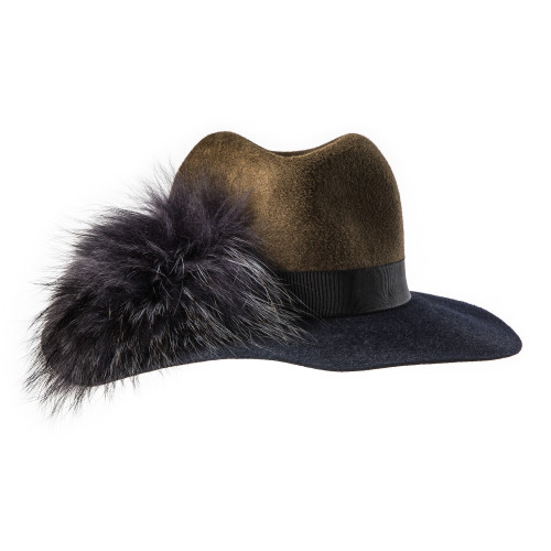 Ladies Indi Hat in Brown & Navy