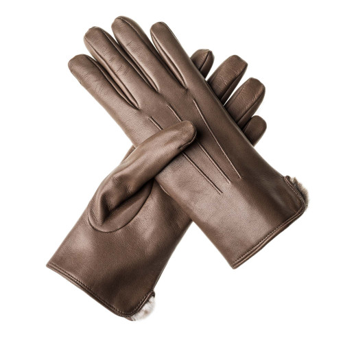 Ladies Leather Gloves with Rabbit Fur Lining
