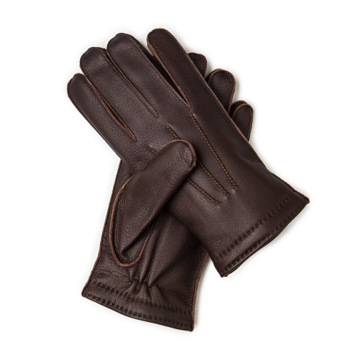 Men's Cashmere Lined Deer Skin Leather Gloves