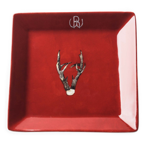 Porcelain Dish With Hand Painted Roebuck Antlers- Design 2