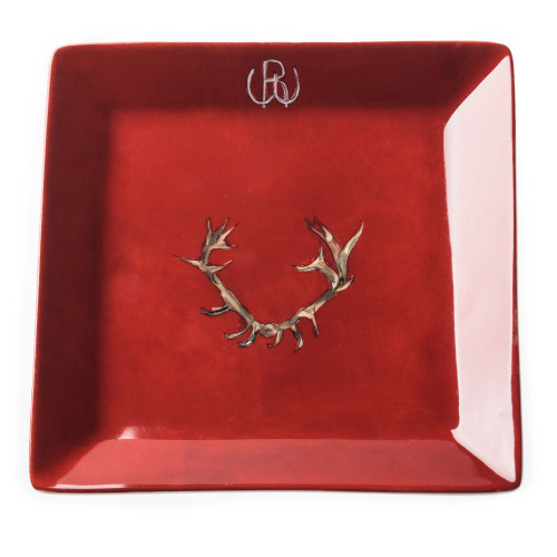 Porcelain Dish With Hand Painted Stag Antlers- Design 1