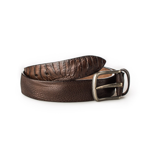 Men's Ostrich Leg Leather Belt - Testa Moro