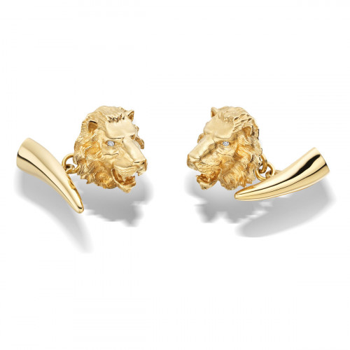 Gold Lion & Fang Cufflinks