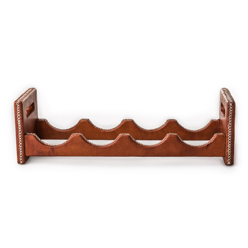 Sol y Luna Hand Stitched Leather Covered Bottle Rack Bro