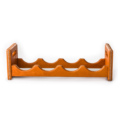 Sol y Luna Hand Stitched Leather Covered Bottle Rack Nat