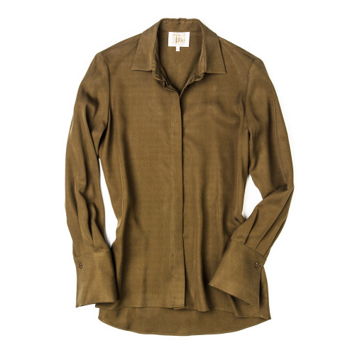 Ladies Rania Shirt in Green Tencel