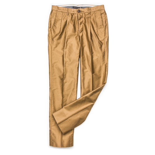 Long Staple Cotton Trousers in Dark Beige