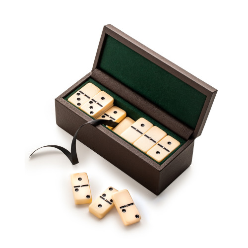 Dominoes Set with Buffalo Leather