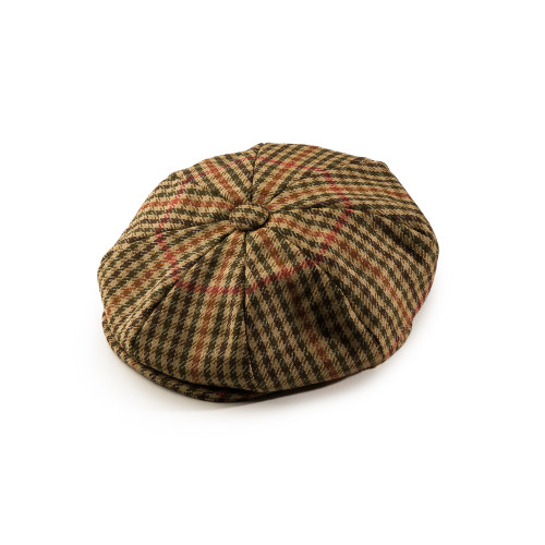 Redford Tweed Cap in Red/Orange