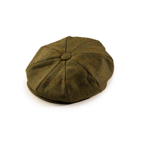 Redford Tweed Cap in Green with Orange